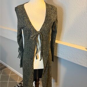 French Kyss Open-Front Tie Cardigan - Black